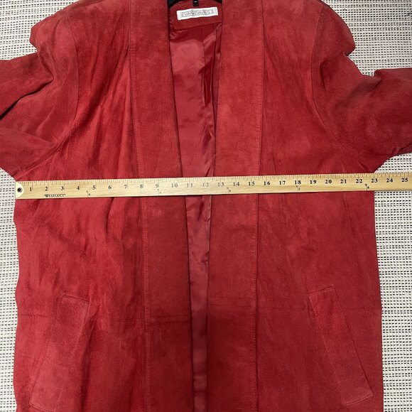 Evan Davies II Red Silky Pig Suede Blazer Jacket For Women 42/22W - Picture 14 of 15
